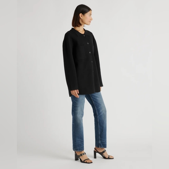 NEW Quinc Eco-Knit Milano Stitch Oversized Shirt Jacket Black Sz M - Picture 5 of 11